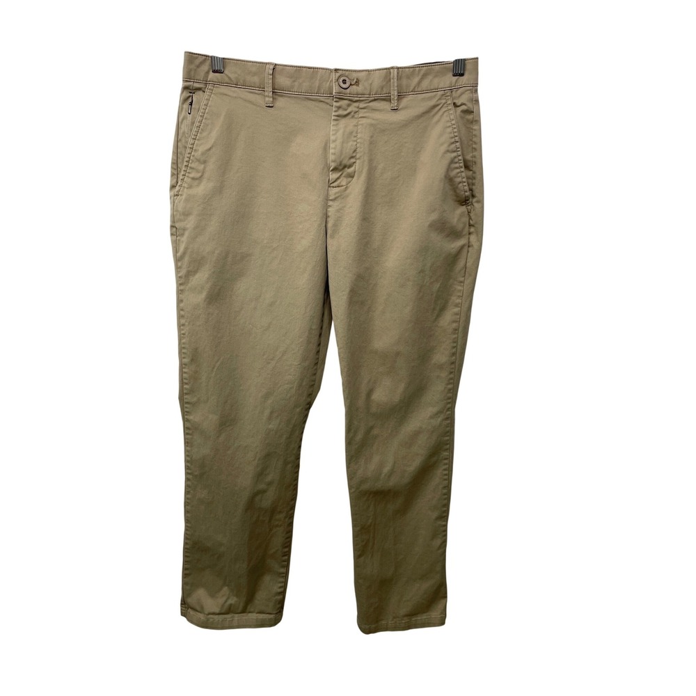 English Laundry Mens Tan Stretch Chino Pants 32x30 Khaki Hidden Zip Pockets Read